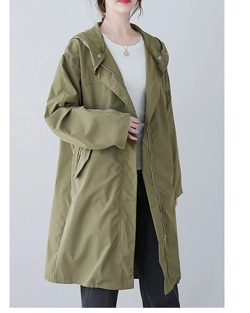 Long Windbreaker Coat for Women Tops Overcoat Y2k Casual Long Coats Jackets Street wear Loose Trench Outerwear Ladies Overcoat