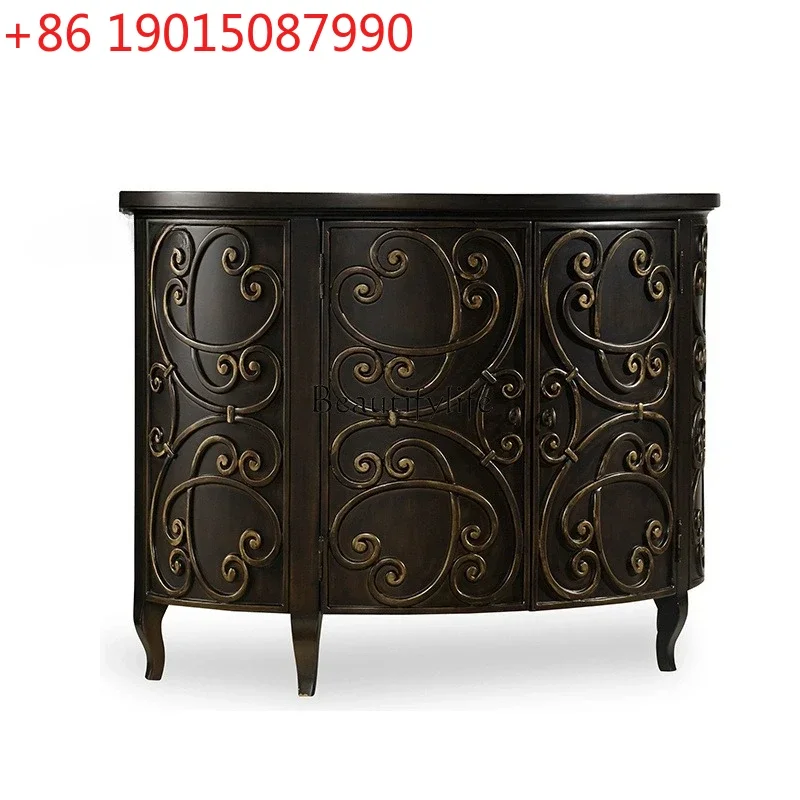 American modern solid wood simple porch cabinet Semicircular neoclassical foyer decorative cabinet