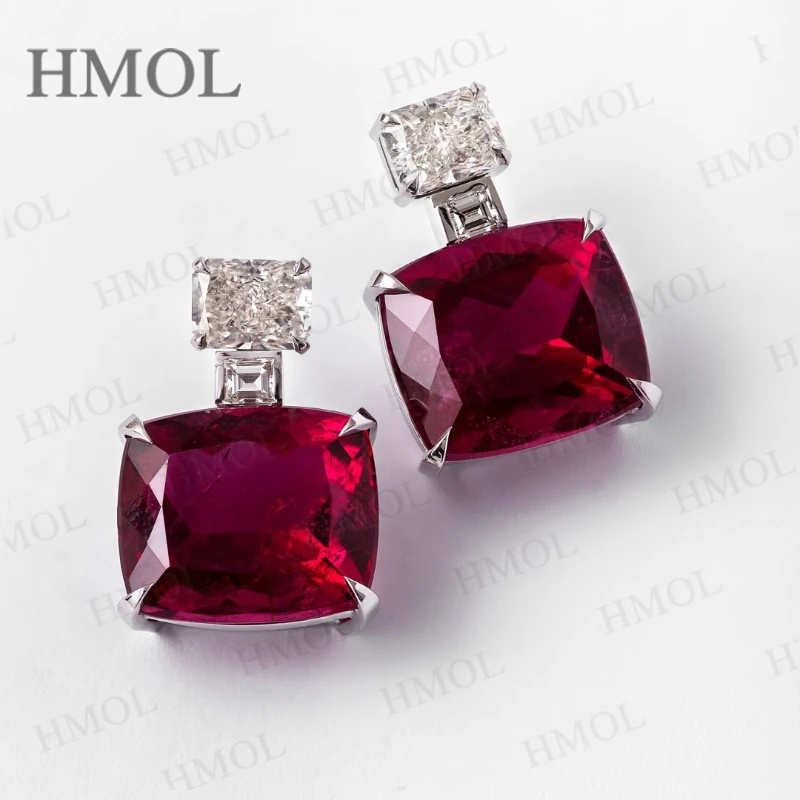 

Lab-Grown Gemstone Earrings with D Color Moissanite 925 Silver Chubby Rectangular Anniversary Gift Hypoallergenic