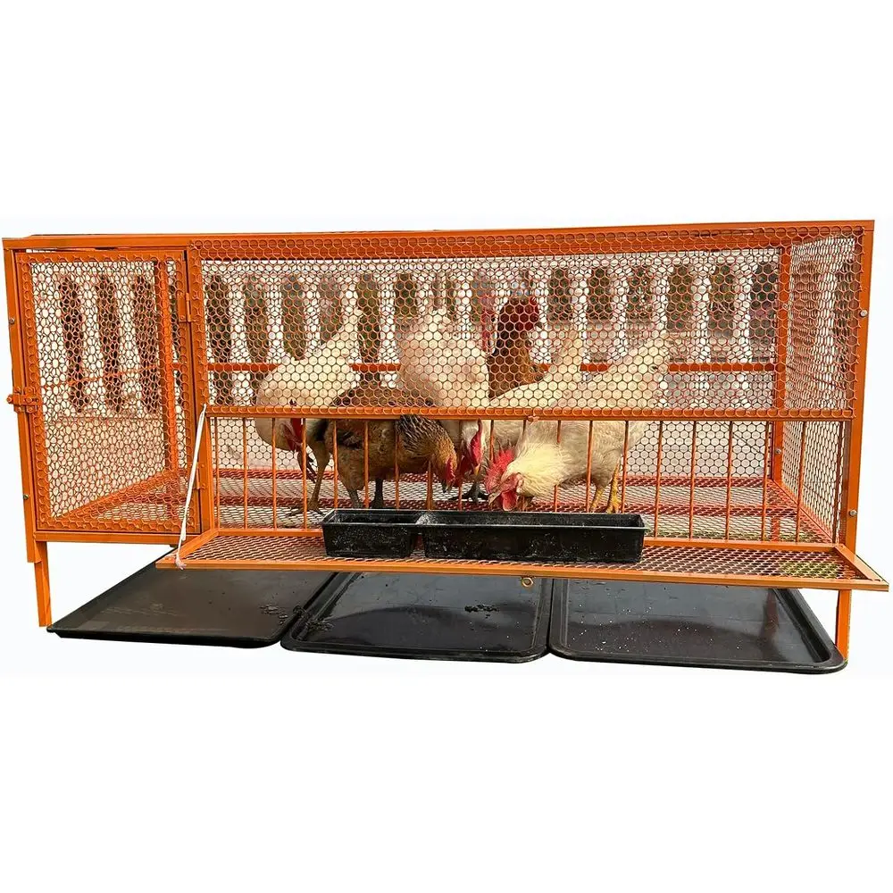 

Большой уличный оцинкованный курятник с проходом, съемным поддоном и роликами для птицы, кроликов, кошек и собак (39.3)