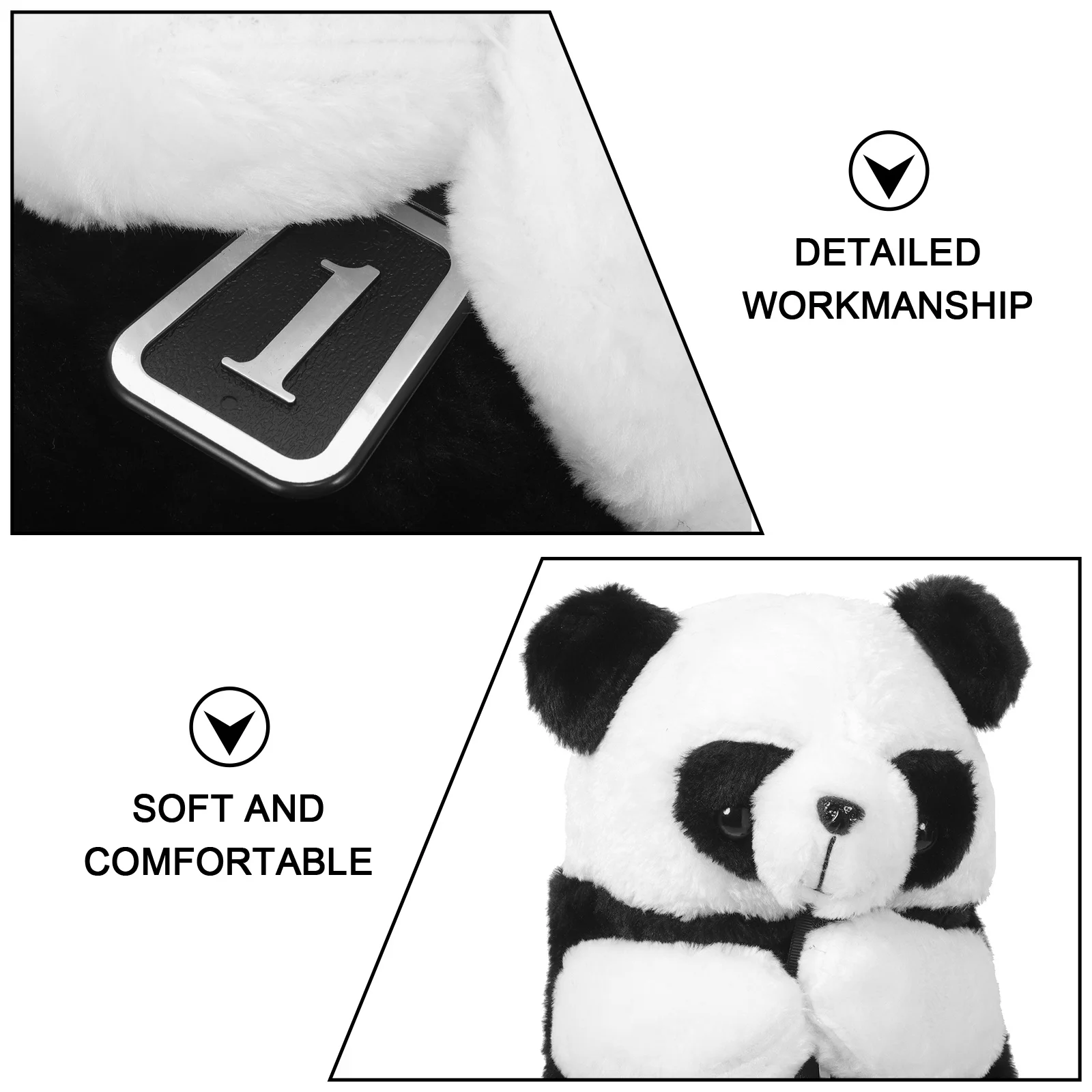 

Golf Club Head Cover Soft Cotton Durable Protection For Standard Clubs Lightweight Travel Accessory Panda Shape Elastic Sleeve