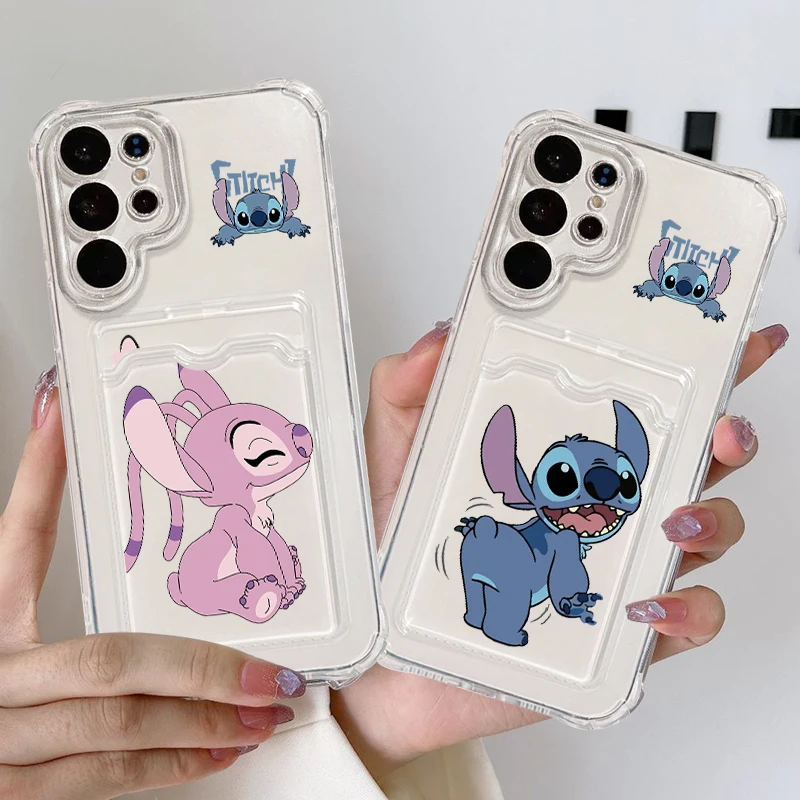 Disney Stitch Cute For Samsung A73 A72 A54 A71 A52 A53 A32 A22 A14 A13 A23 5G Photo Card Bag Transparent Soft Phone Case