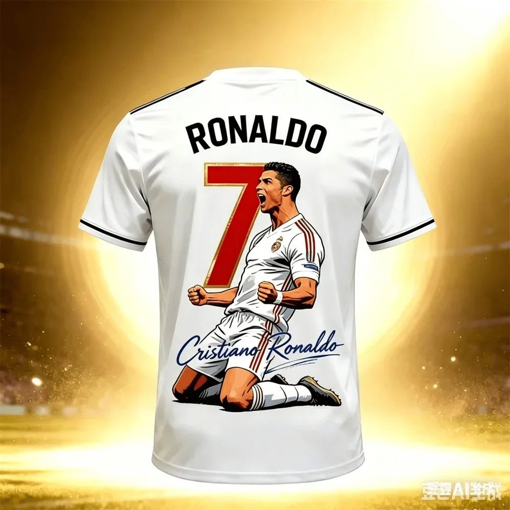 Ronaldo Summer Printable Children's Clothing Football Shirt T-Shirt Breathable Quick-Drying Suitable for Outdoor Sports Wear