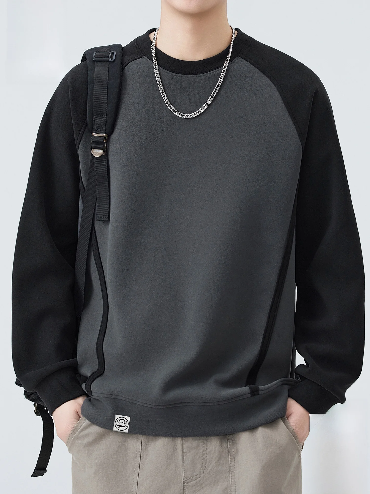 

PaulFrank Long Sve Crew Ne Sweatirt Men's Winter Casual Patchwork Base Layer Top Comfortable Warm Polyester Cotton Blend