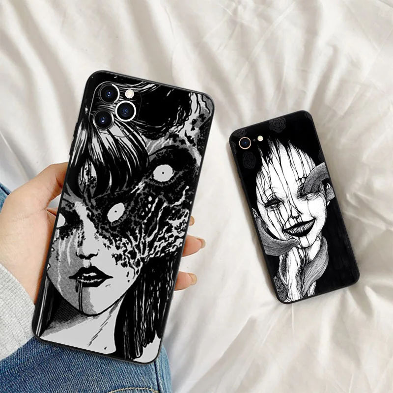 Silicone Black Phone Cases for iphone 16 Pro Max 7 8 14 15 Plus SE XR 11 12 13 Mini 15Pro Junji Ito Tomie Tees Manga Soft Cover