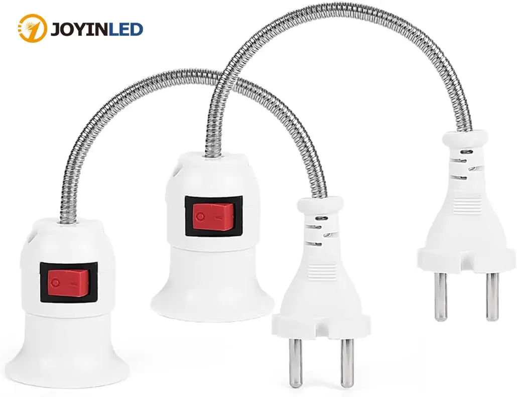 E27 Lamp Base Adjustable Flexible Bend With ON OFF Switch EU US Plug Energy Saving LED Table E27 Socket Adapter Lamp Holder