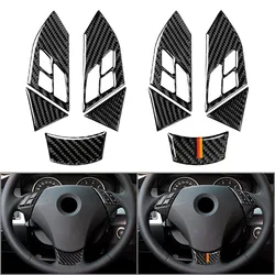 5 Pcs Car Carbon Fiber Car Look Steering Wheel Cover Trim Sticker Accessories For BMW E60 E61 5 Series 2003-2010