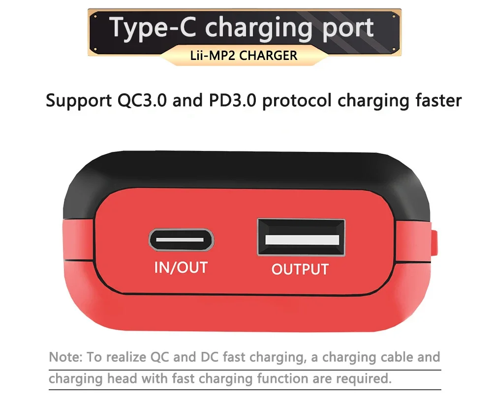 Lii-MP2 21700 18650 Power Bank QC3.0 Fast Charging Type-C INPUT USB Charger 20700 Mobile Power LCD Battery Charger