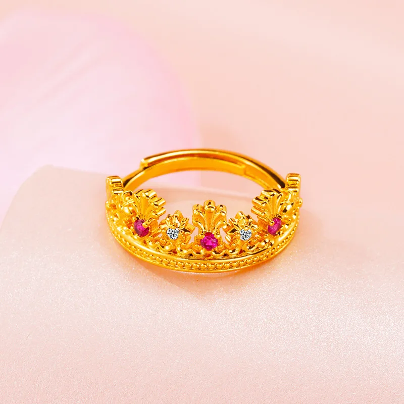 

14 k Gold Color Crown Hanfeng Inlaid Zircon Ring for Women Wedding Engagement Valentine's Day Women's Rings Fine Jewelry Gifts