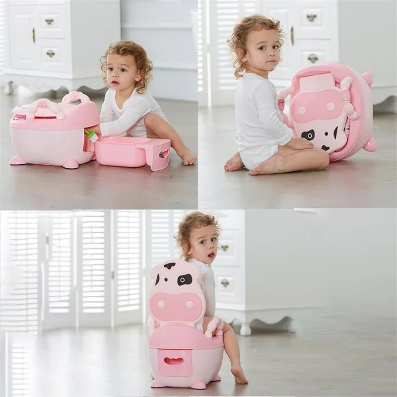 Higiene do bebê toalete bebê potty mictório dos desenhos animados vacas design portátil assento de toalete com capa da criança crianças potty