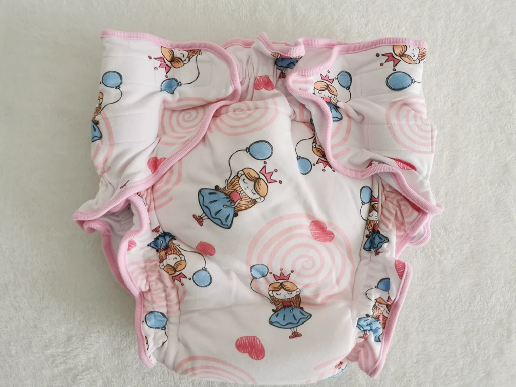 Adult Baby Cartoon Print Panties With Padding Inside Cloth Diaper Briefs ABDL Princess Cloth Pant Washable Triangle Panty