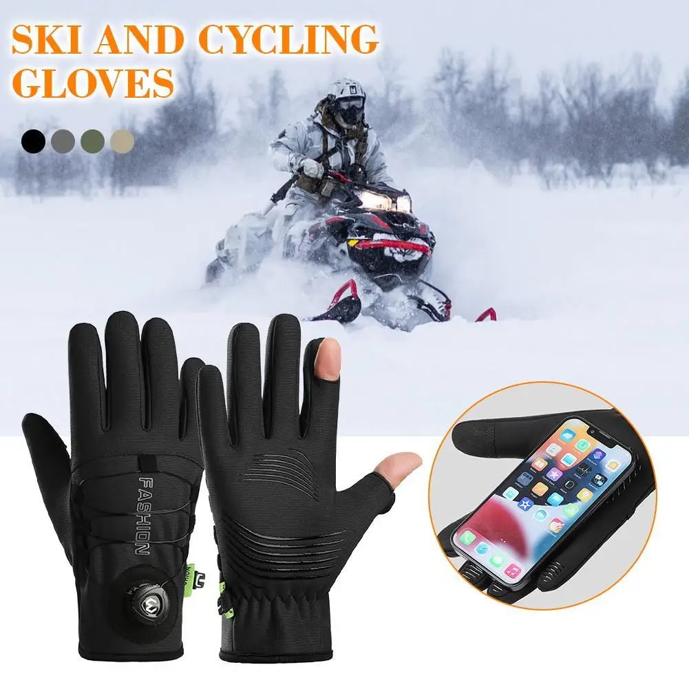 

Skiing Cycling Gloves Autumn And Winter Warm Gloves Fleece-lined Thick Windproof Cold Protective Sports Knob Touchscreen Gloves