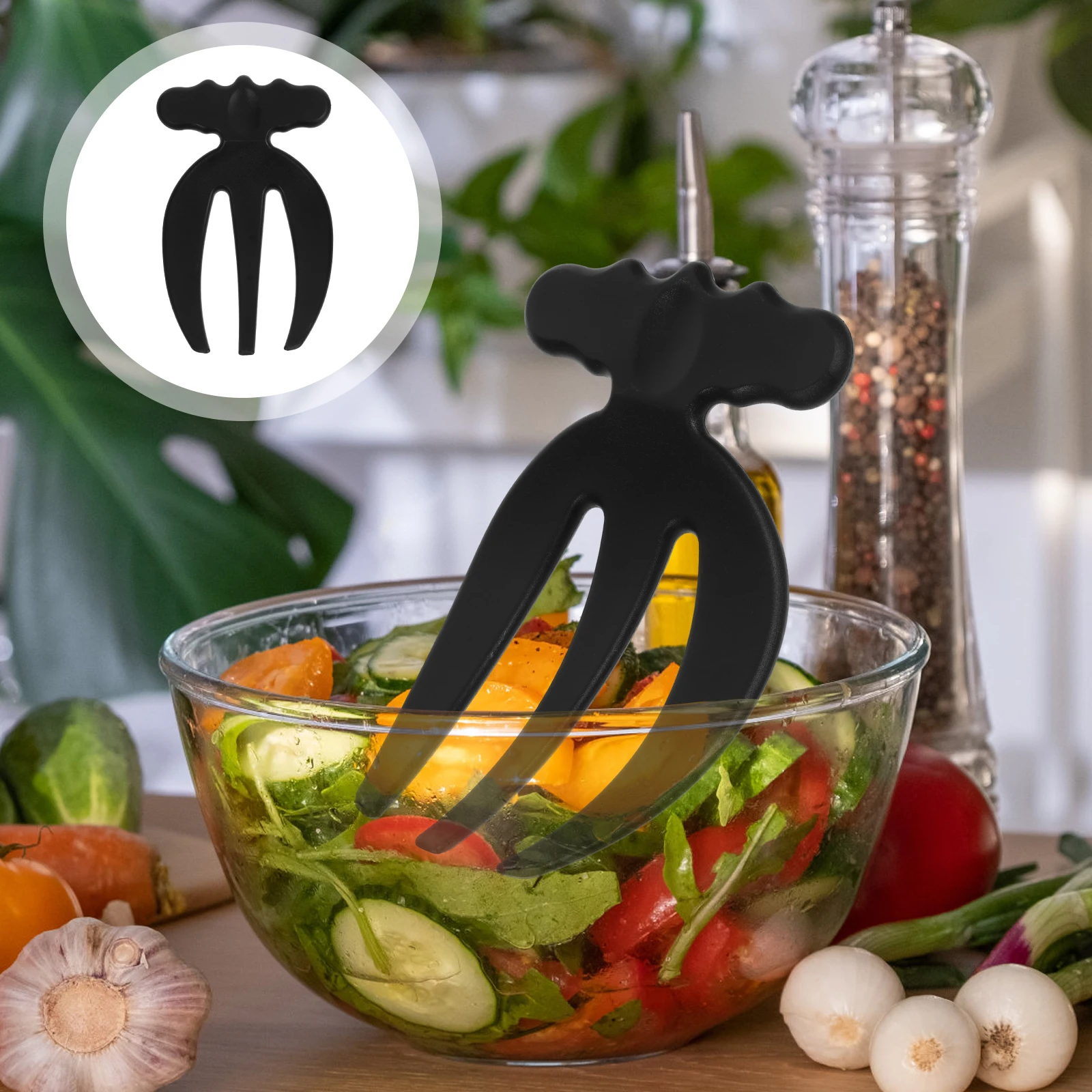 

2pcs Plastic Salad Hands Stirring Forks Kitchen Tool Serving Fork For Salad Fruit Vegetable Mixing Reusable Cookware