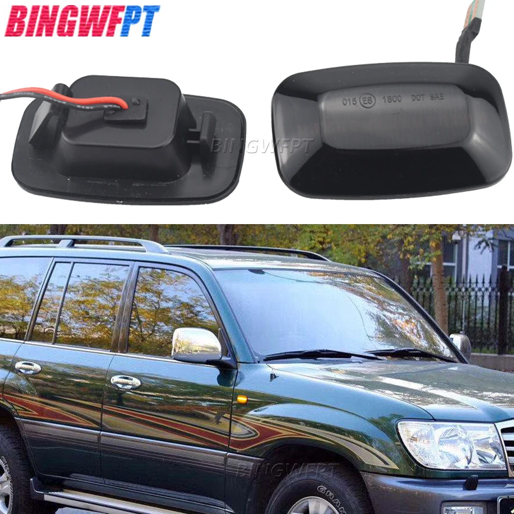 

2Pcs Dynamic LED Side Marker fender Lights Flowing Turn Signal Light Side Repeater For Toyota Landcruiser 70 80 100 Series