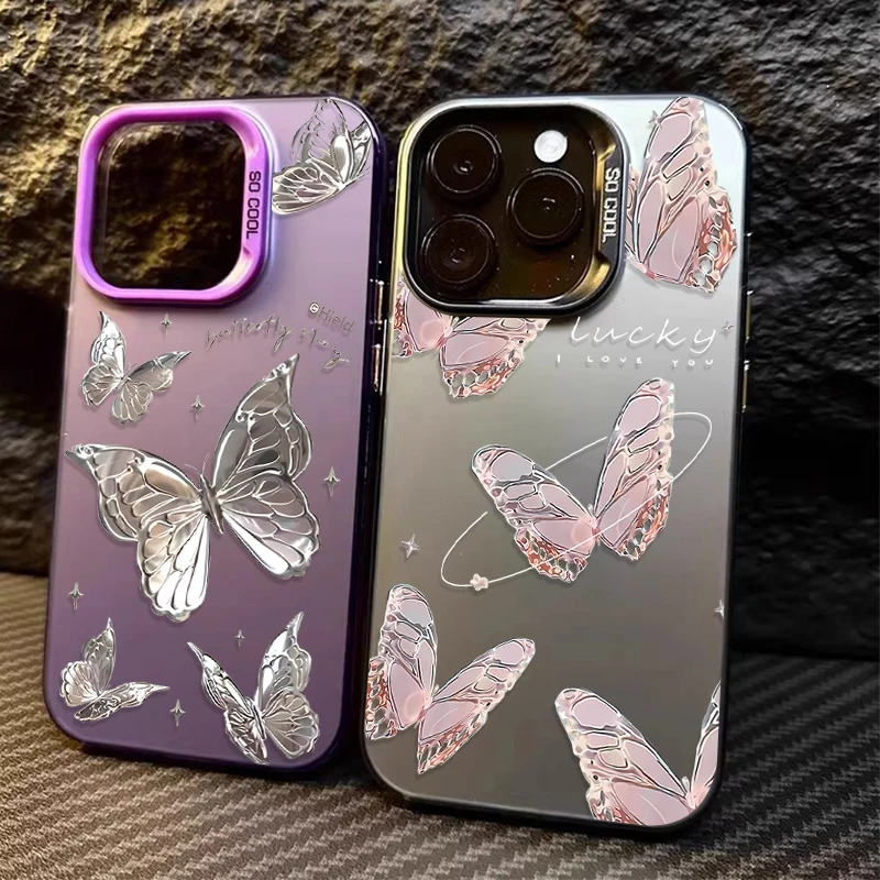 Funda de mariposa degradada de Metal para Xiaomi Redmi Note 13, 12 Pro Plus, 5G, 12S, 11S, 11, 10, 10S, 9, 9S, Redmi 12, 12C, 13C, cubierta a prueba de golpes