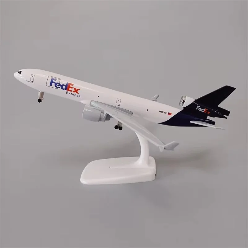 Modelo de avião 20cm ar fedex express companhias aéreas MD MD-11 kits de avião modelo de liga de metal para construir com rodas avião de trem de pouso