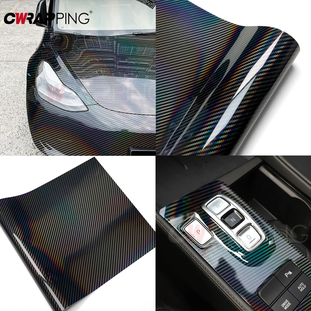 

Motorcycles Glossy Laser Black Carbon Fiber Vinyl Car Sticker Auto Body Modification Sticker for Motorcycle Exterior Accessories