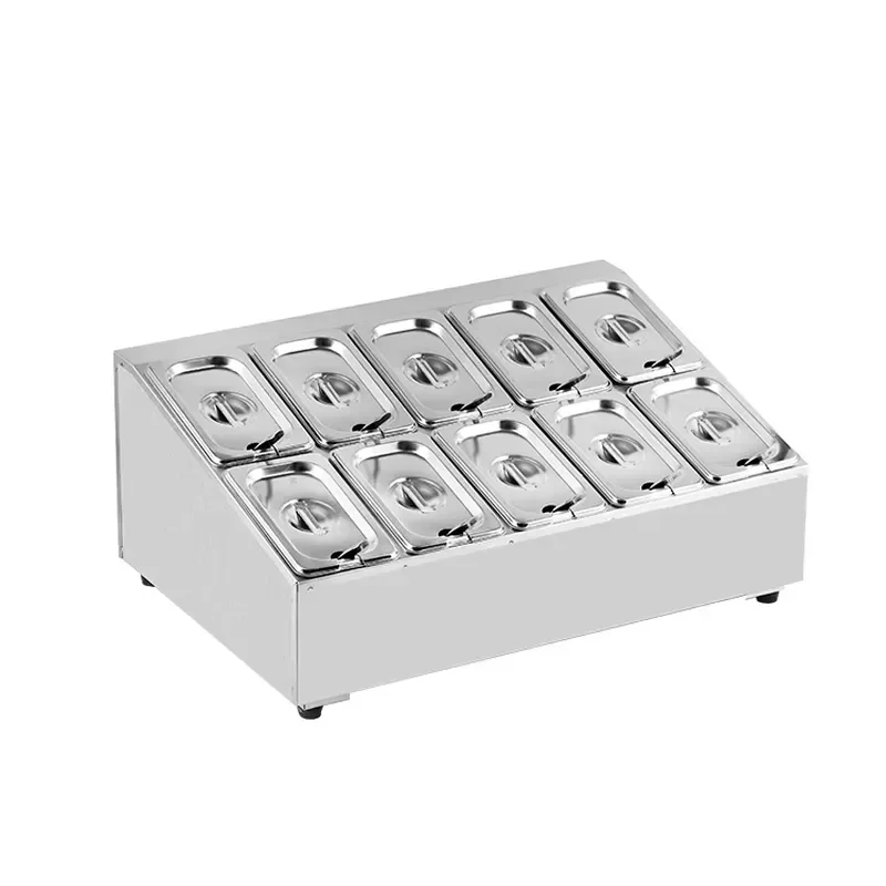 for 2-Tier Adjustable Stainless Steel Meal Container Set Flat Bottom Pan Seasoning Rack Self-Service Metal Storage Rack Food