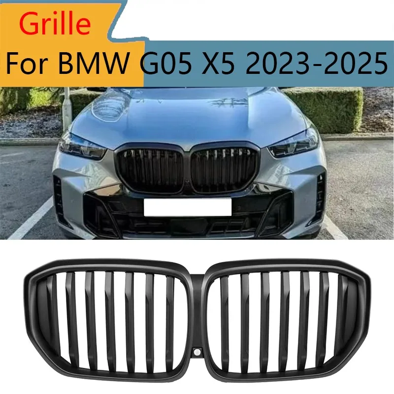 

For BMW G05 X5 2023-2025 Front Bumper Grill Gloss Black ABS Car Accessories Kidney Grille with Hole
