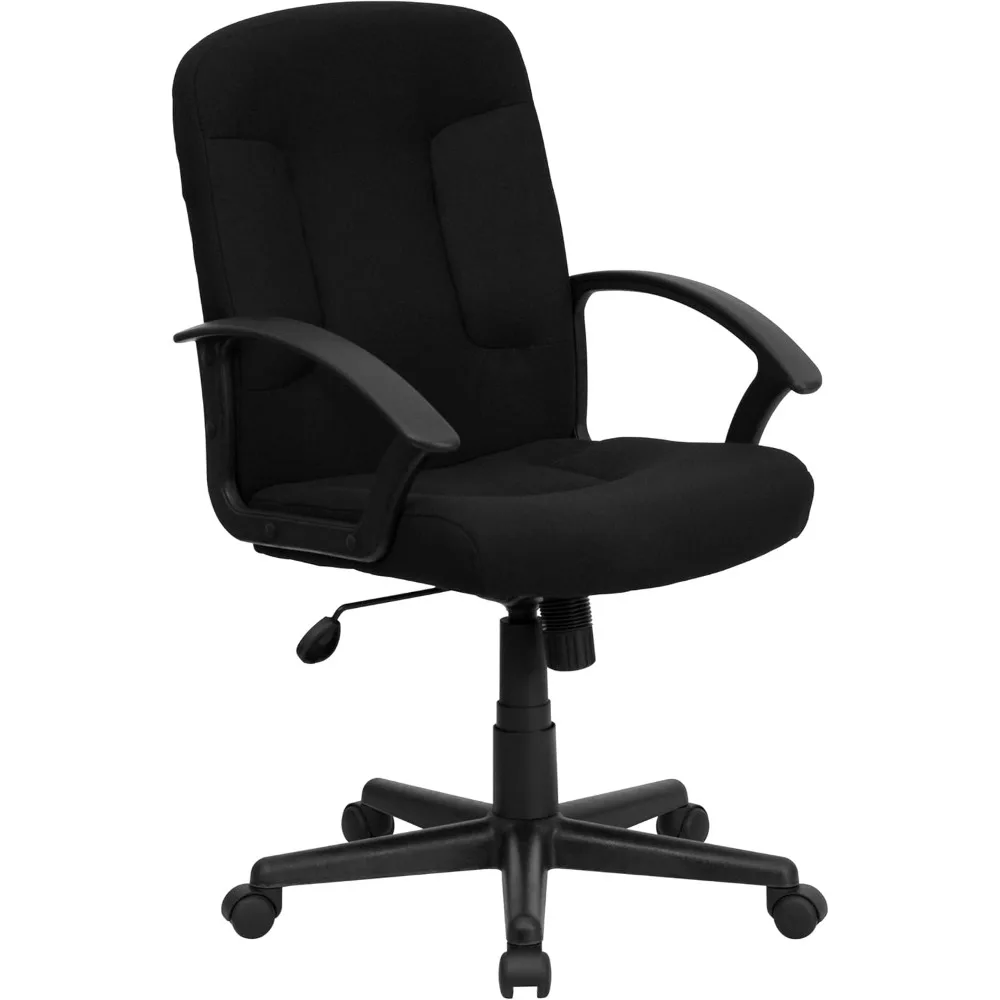 

Garver Mid-Back Black Fabric Executive Swivel Office Chair with Nylon Arms
