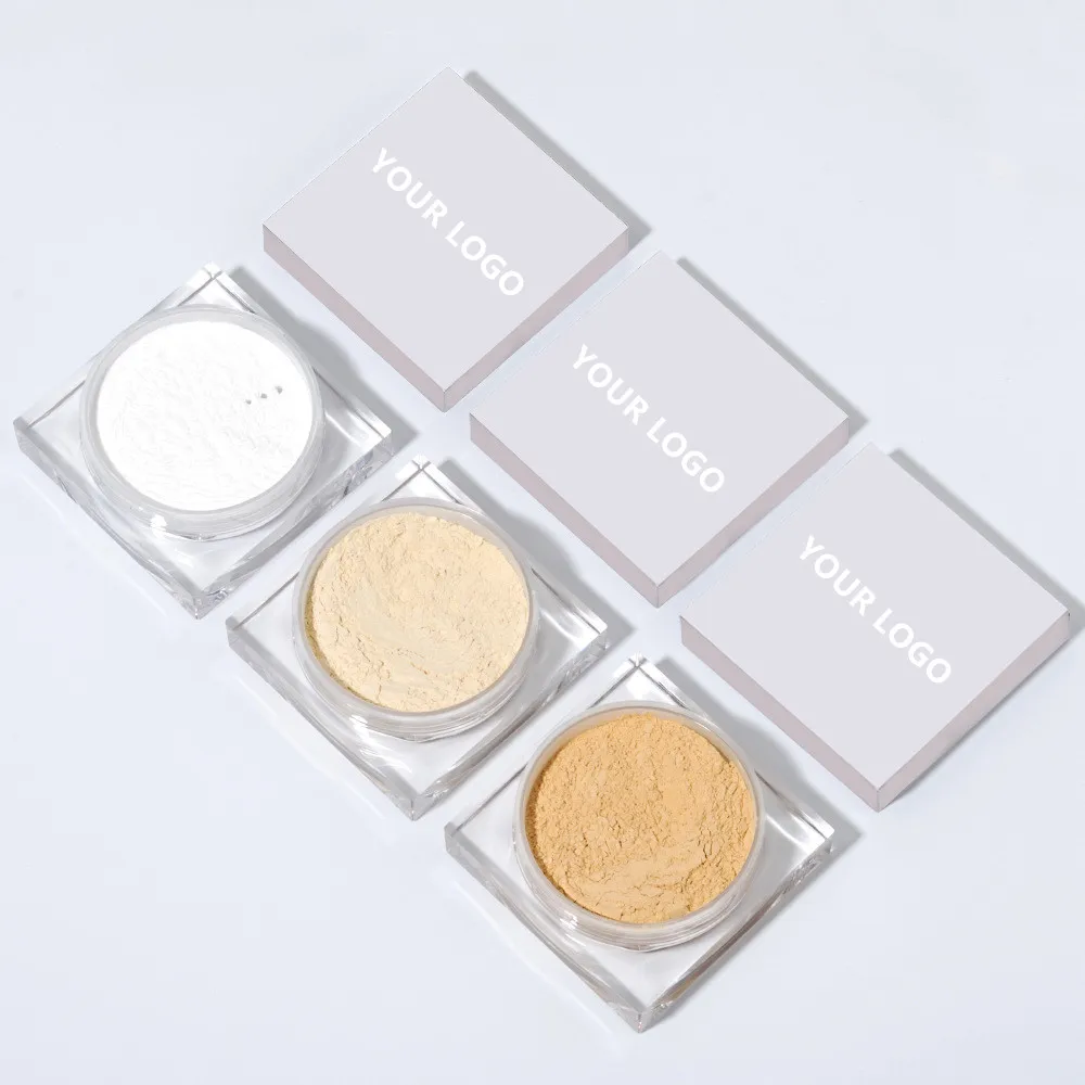 Print Logo Setting Powder Waterproof Long-lasting Full Coverage Face Oil-control Loose Powder Transparent Banana Makeup Cosmetic