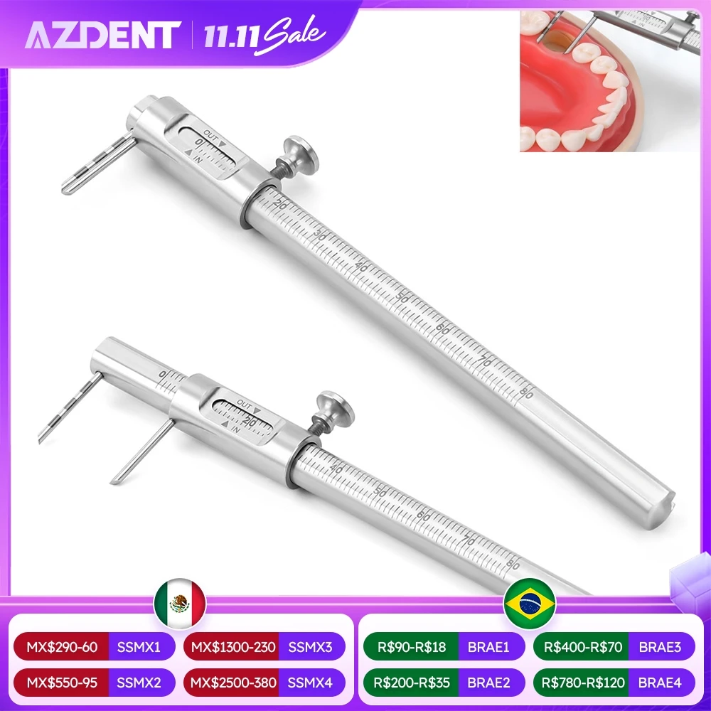 AZDENT 1 pièces pied à coulisse orthodontique dentaire 0-80mm jauge de mesure d'implant de dentiste outil de dentisterie rond à Double échelle