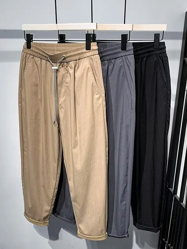 

Мужские повседневные брюки-шаровары из ледяного шелка, легкие, свободного кроя, прямые, летние, комфортные, дышащие, модные