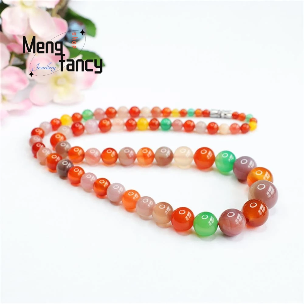 Natural Salt Source Agate Candy Tower Chain Crystal Colored Necklace Simple Elegant High-grade Fashion Fine Jewelry Holiday Gift