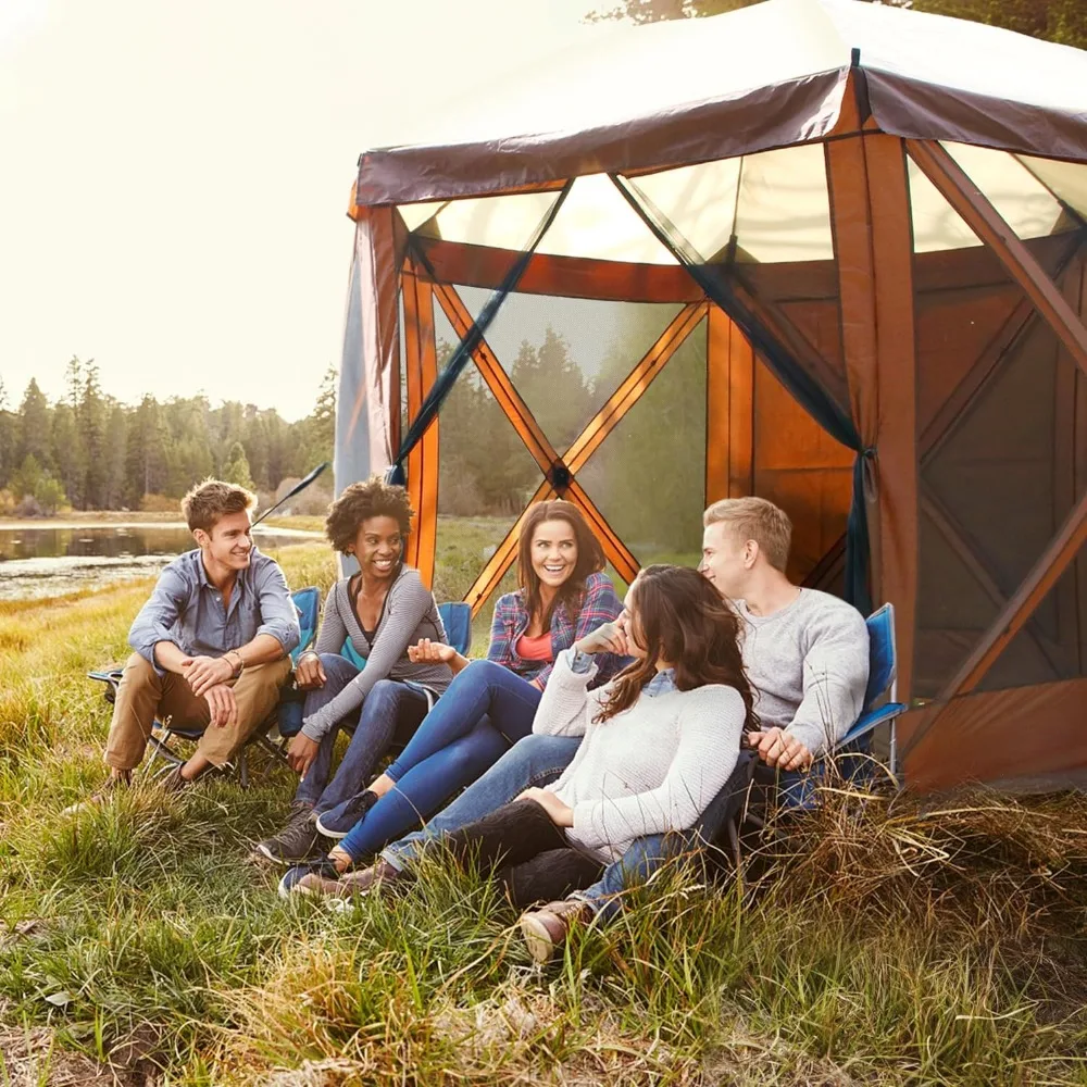 Toldo de 10 pies, Gazebo emergente con 2 paneles de viento, refugio al aire libre con estacas de tierra y bolsa de transporte, refugio al aire libre