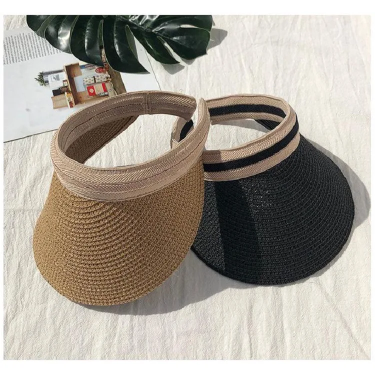 

Hand Woven Caps Sun Protection Hat Summer Empty Straw Hat Beach Sunscreen Visor Cap UV Protection Big Brim Sun Hats