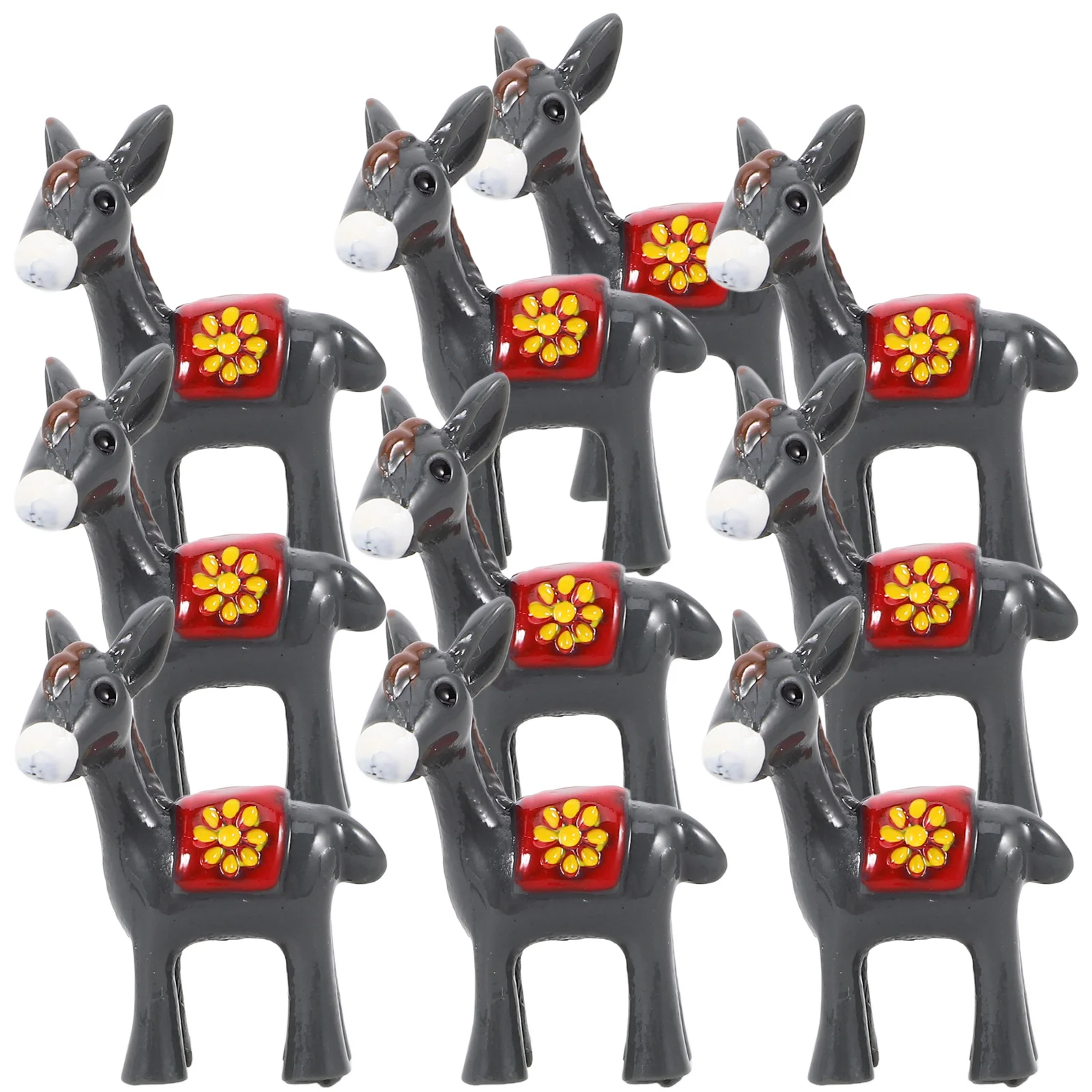 10 Pcs Mini Toy Donkeys Micro Landscape Little Figurine Ornaments Wall Resin Garden Adornment