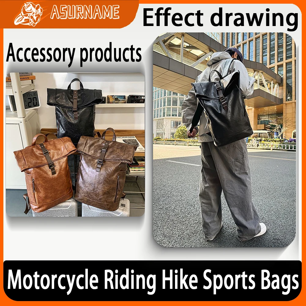

Motorcycle Riding Hike Sports Bags Men's Backpack Roll Top Travel Expandable Large Capacity Backpack Waterproof Outdoor