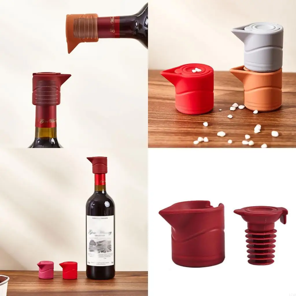 

L74D Spill Resistant Wine corks Replacement Silicone Stopper Multicolored Selection Secures Freshness Effortlessly Application