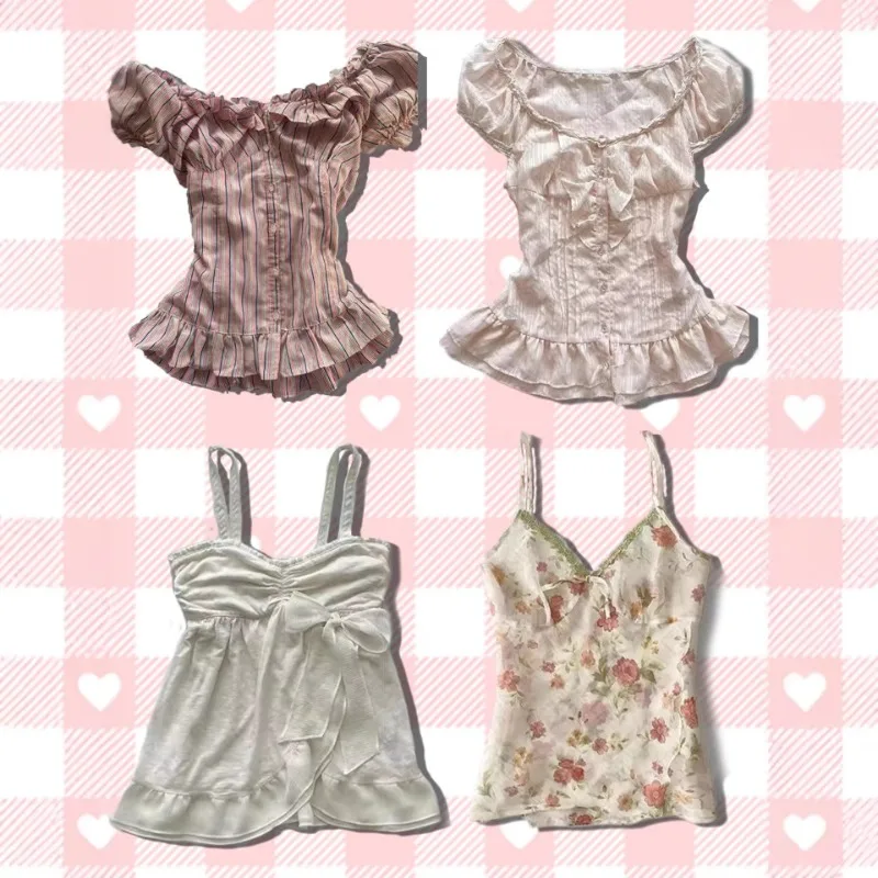 

Women's New Sweet Fresh Solid Color Casual Lace Trim Adjustable Strap Top for Versatile Everyday Wear