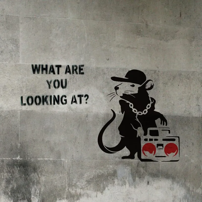 1pc Banksy Hip Hop Rat Stencil 11.8x11.8inch Reusable Banksy Rat Stencil DIY Art Radios and Mouse Painting Template Banksy Theme