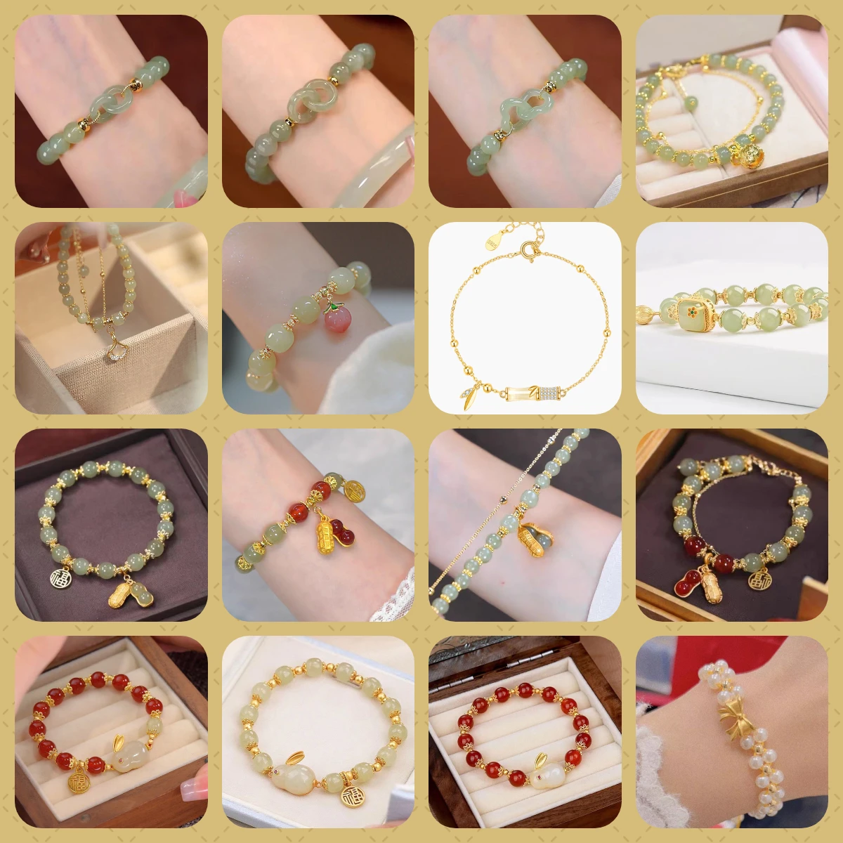 

Новый переплетенный Hetian Jade Love Персик Бамбук Сахар Кубик Лотос Браслет Нишевый Дизайн Ретро Прозрачный Браслет Праздничный Подарок