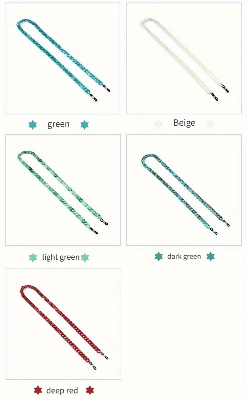 1ps Acryl Mehrfarbige Brillenkette Sonnenbrillenband Anti-Rutsch-Lanyard Halsseil Brillenzubehör – Detail 5
