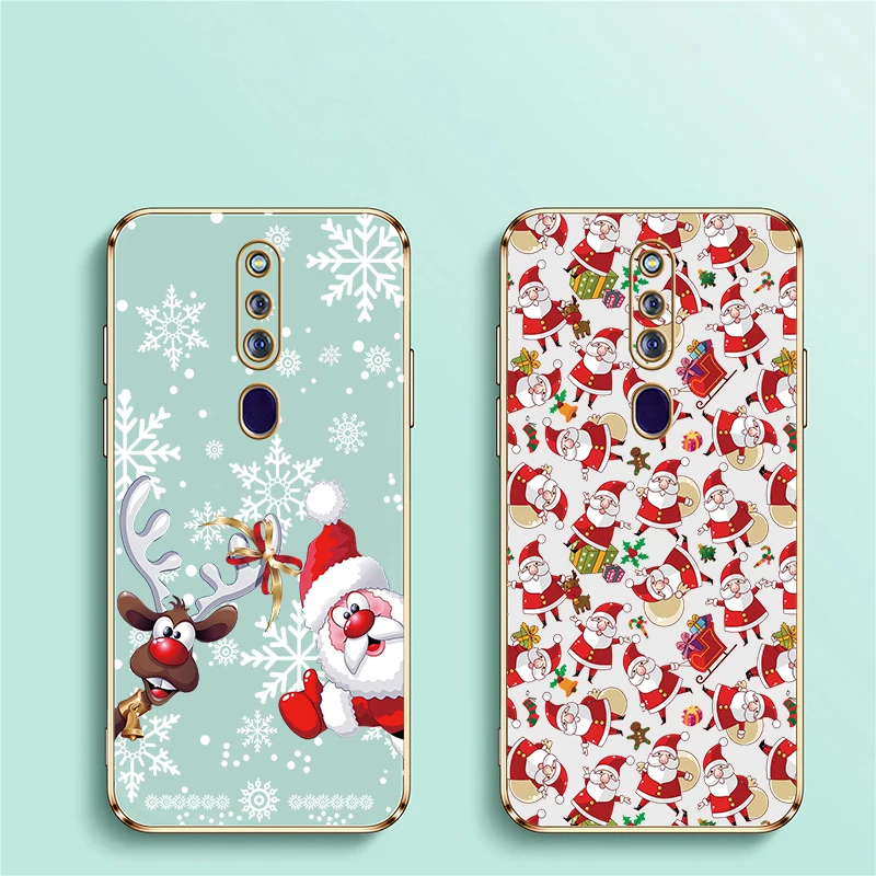 عيد الميلاد ثلج جراب هاتف ل ممن لهم F29 برو F21 برو 5G F9 F11 F19 F17 F15 F23 F5 الشباب F1S تصفيح سيليكون غطاء ناعم