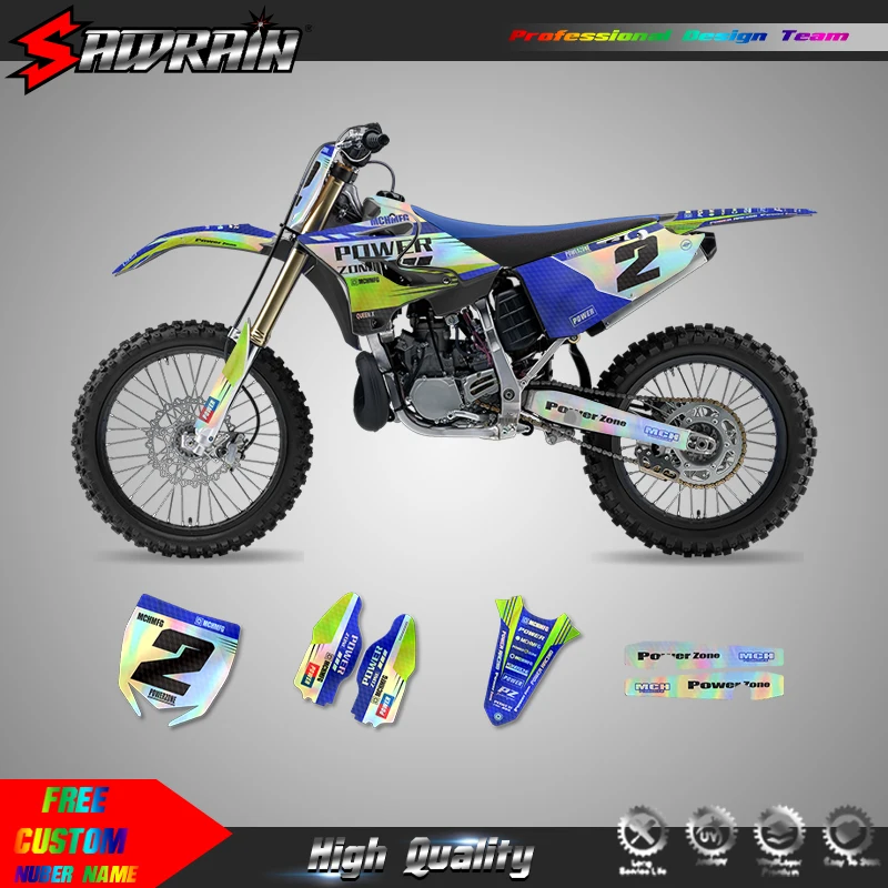 Sawrain Motorcycle Sticker Custom Team Graphics Decals Kit For YAMAHA 15-21 YZ125-250 16-21YZ250X