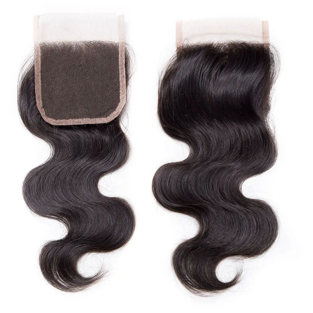 Body Wave Sluiting Echt haar 4x4 Body Wave Vetersluiting 100% Echt haar Transparant Voorgeplukt Golvend haar Vetersluiting voor Dames