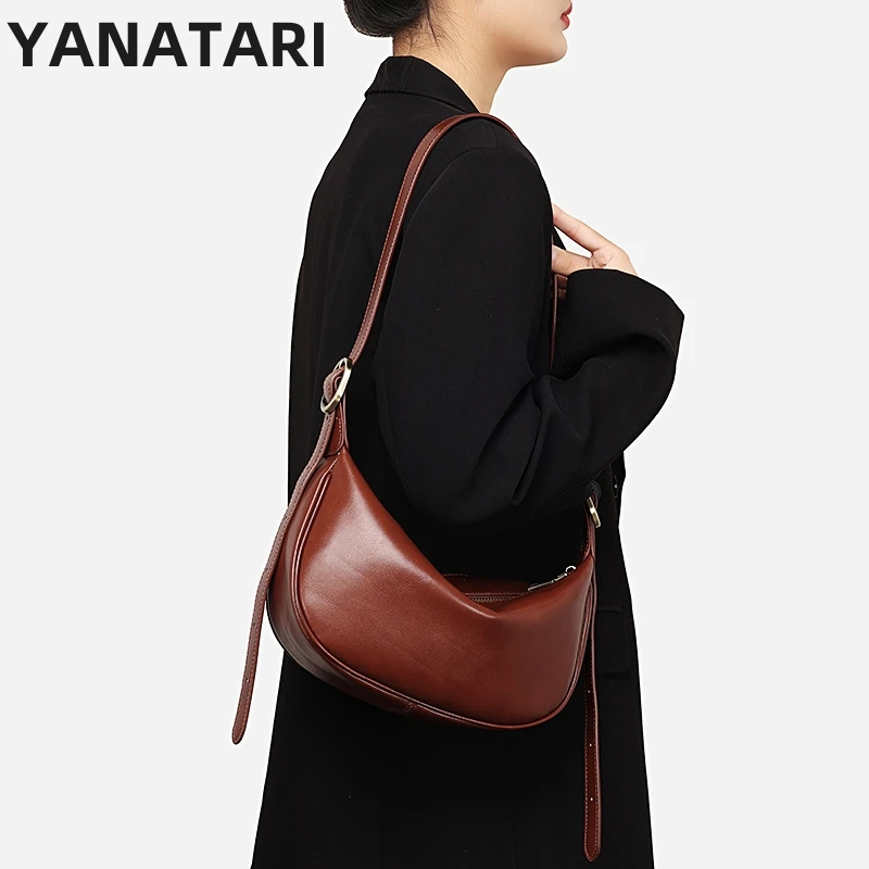 yanatari bolsa de ombro de couro genuino para mulheres bolsa crossbody minimalista bolsa de bolinho de luxo feminino bolsa de couro 01