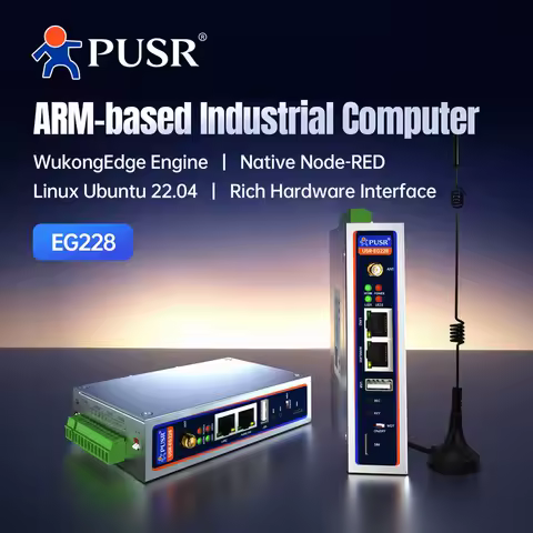 PUSR ARM Industrial Computer RK3506J Ubuntu 22.04 DDR3 512MB Modbus PLC DLT645 MQTT 2CANFD 4G/WiFi Din Rail Linux Mini PC EG228