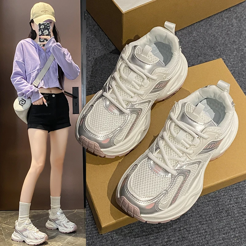 

Women Shoes 2025 New Autumn Trendy Brand Torre Female Thick Sole Increased Casual Flow Reflective Sports Running Trendy Shoes