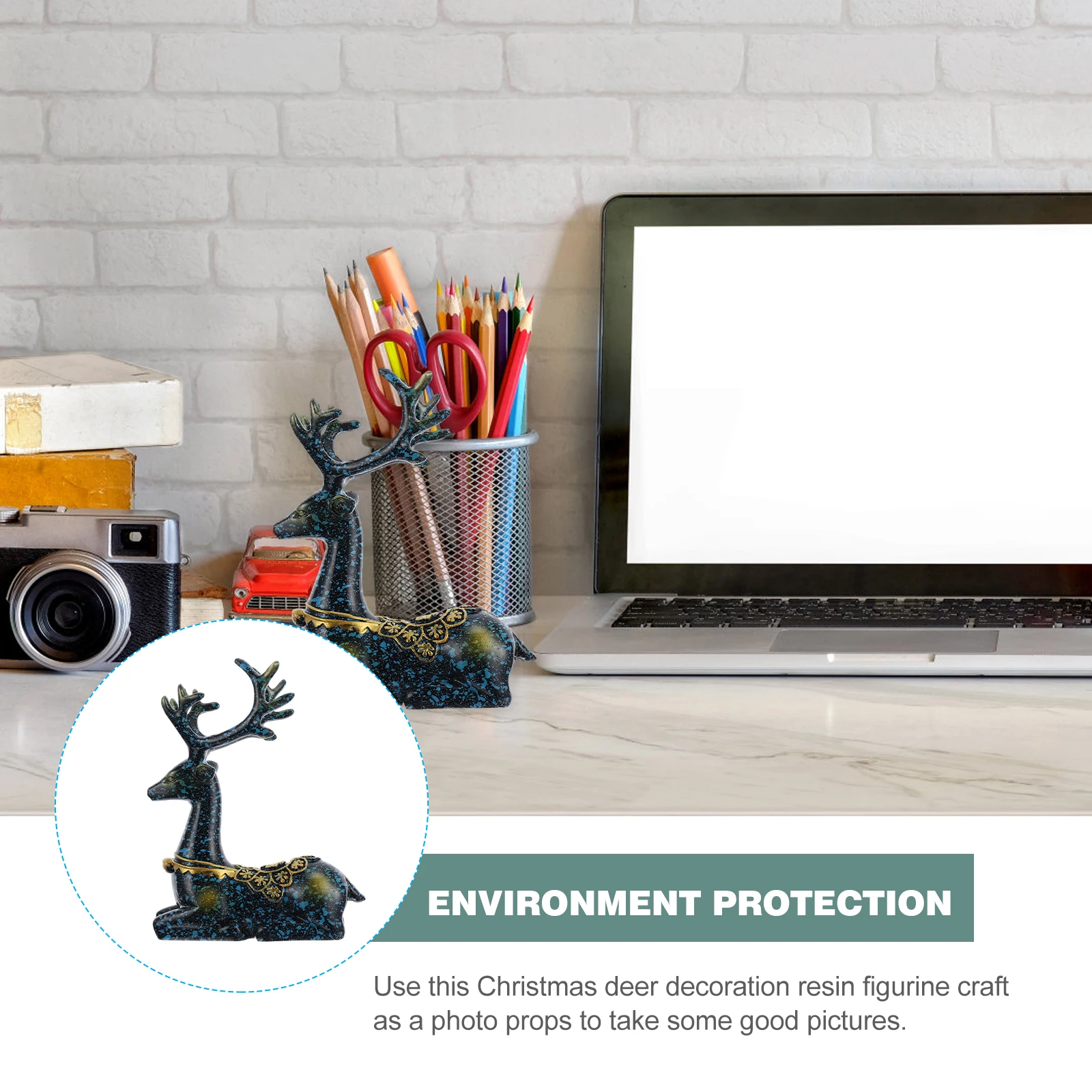 

1pc Resin Car Dashboard Decor Home Office Accessory Xmas Gift Resin Deer Ornament Deer Car Ornaments Tabletop Adornment