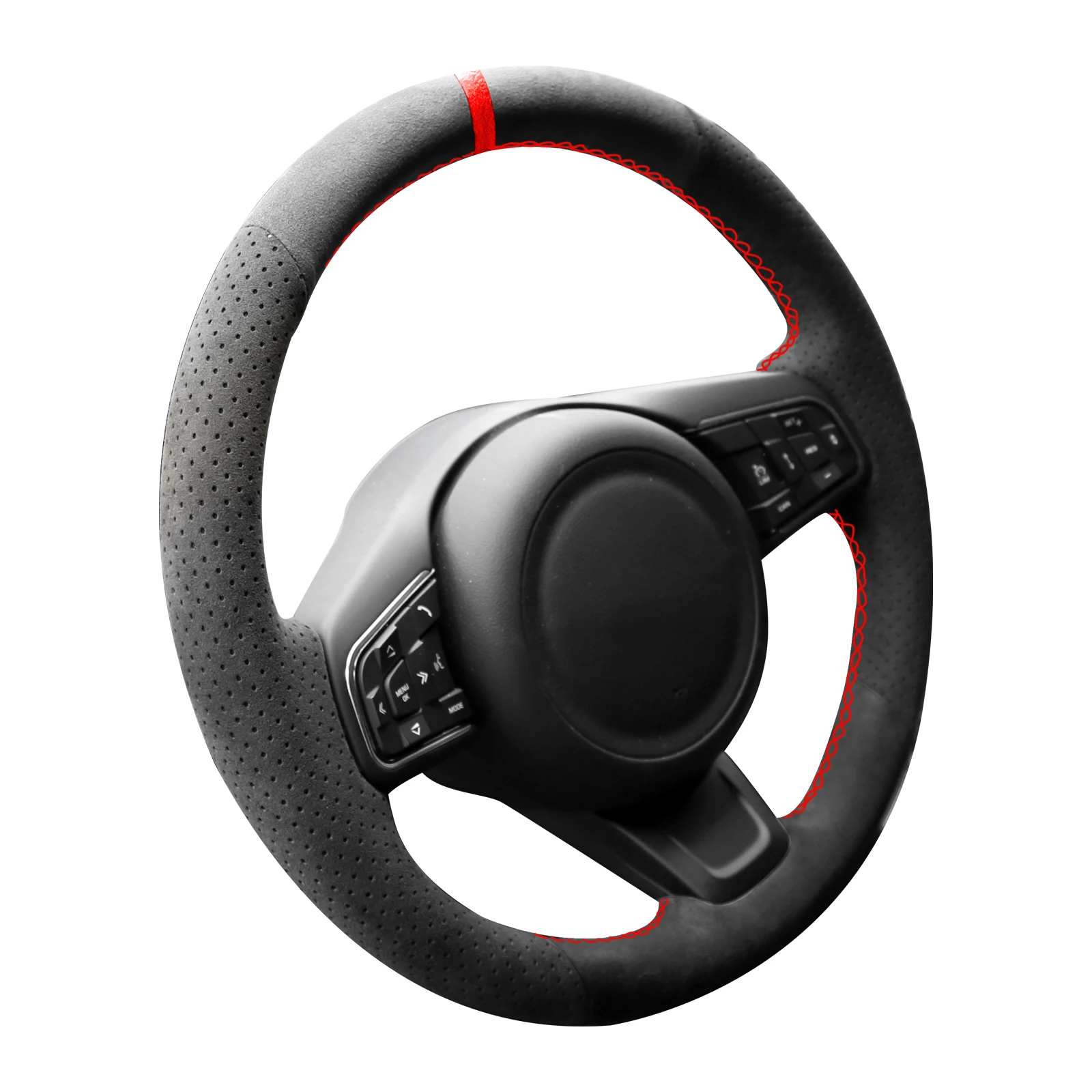 Alfanxi Hand Stitch Alcantara Steering Wheel Cover Compatible with Jaguar F-Pace F-Type XE XF