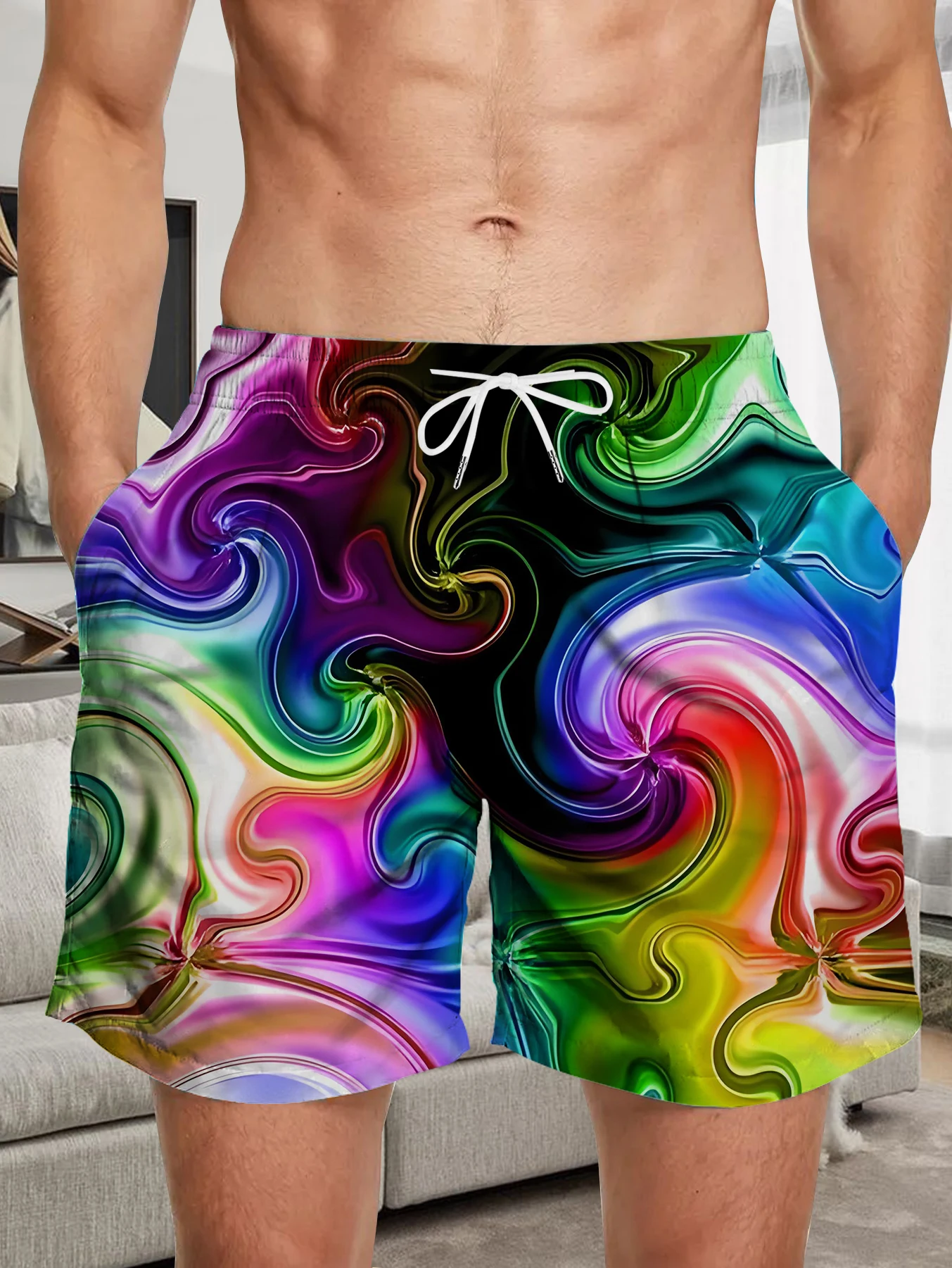 

Men Casual Full Digital Print Shorts Breathable Polyester Beach Quick Dry Pants