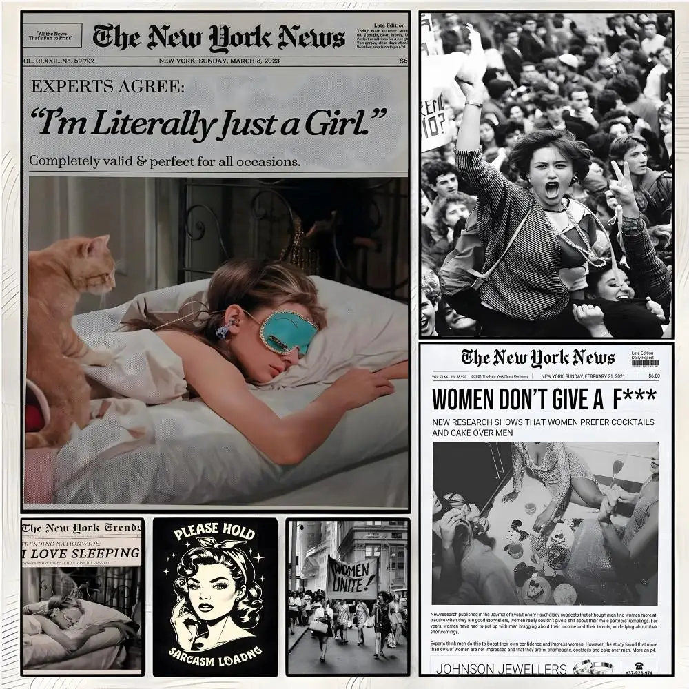 graphic art feminist VERENIX Retro Black And White Feminist Poster Superior Home Space  Indoor Decorative Art & Home Decor