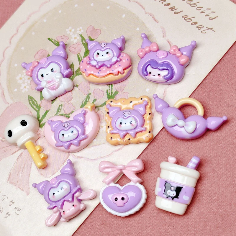 10 Pcs New Mini Kawaii Cartoon Skull Head Animal , Bow, Cake Resin Scrapbook Diy Jewelry Children Gift Hairpin Accessories A12