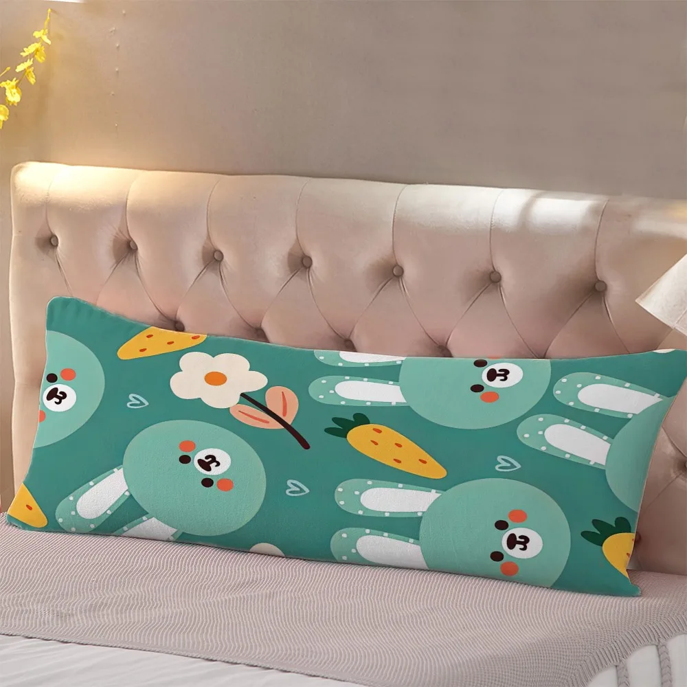 1pc Adorable Animal Pattern Long Pillowcase - Pillow Insert Not Included 20x54 Inches / 50x137cm - Double-Sided Design, Breathab