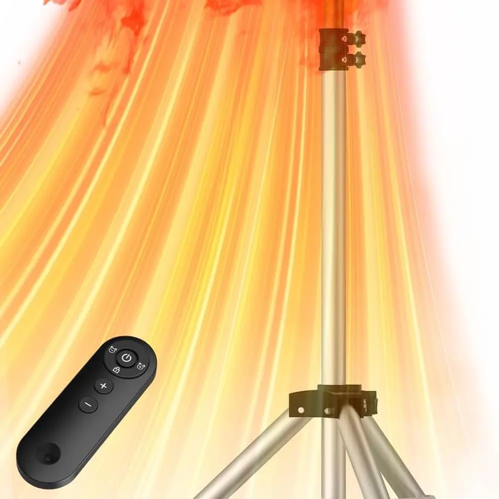 

High-Power Outdoor Patio Heater with 9 Adjustable Heat Settings, Waterproof, Timer, Remote Control, and Safety Features for Vari